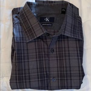 Men’s CK Slim Fit Non-Iron 16 In Large Gray Black